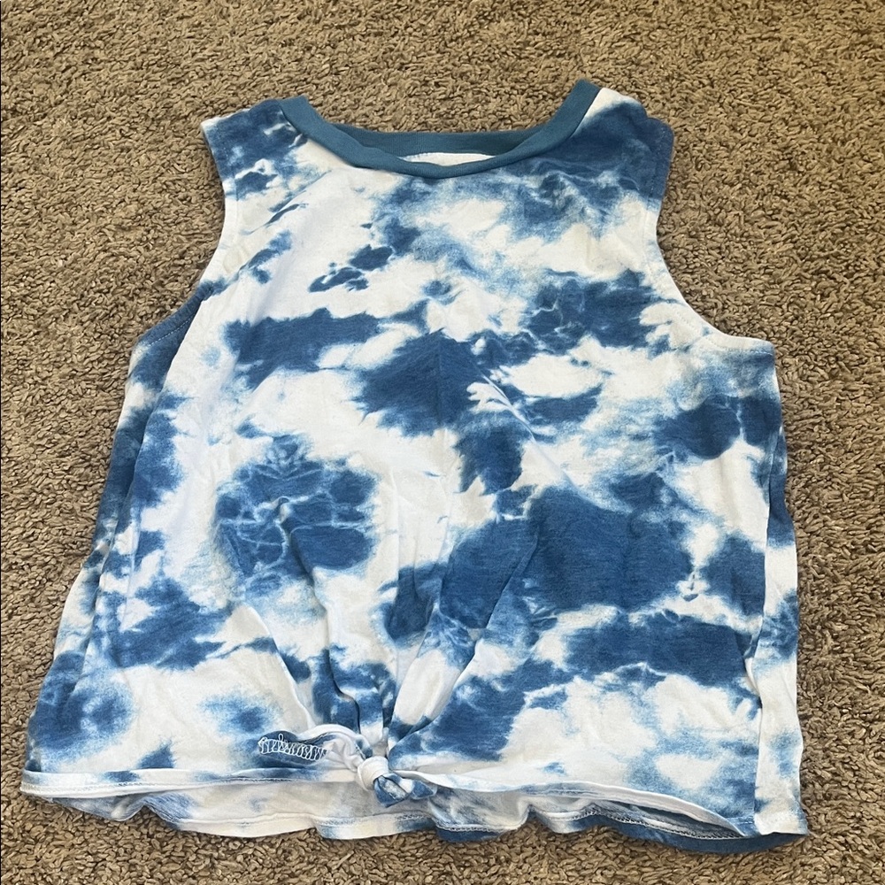 Melrose and Market Blue and White Tie-Dye Top